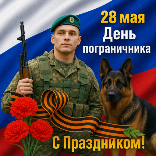 Героический портрет пограничника на заставе в стиле советского плаката