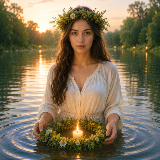 Праздник Ивана Купала с венками и костром