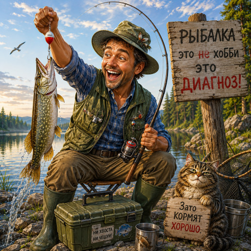 Шарж на охотников и рыбаков