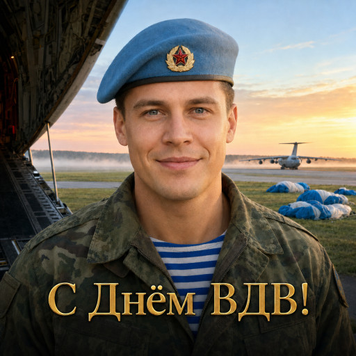 Шарж на День ВДВ по фото — подарок десантнику — вариант 8