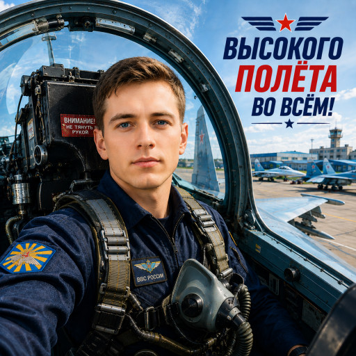 Шарж на День ВВС по фото — подарок лётчику — вариант 8