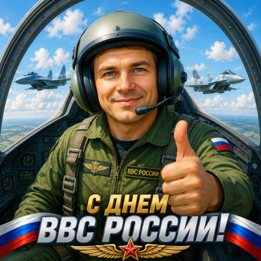 Шарж на День ВВС по фото — подарок лётчику — вариант 11