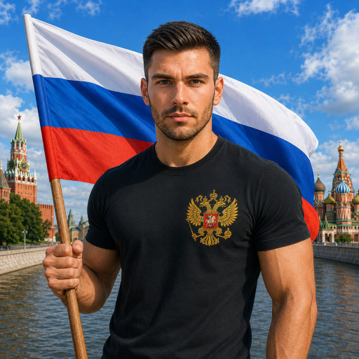 Портрет ко Дню флага России по фото — нейросеть — вариант 16