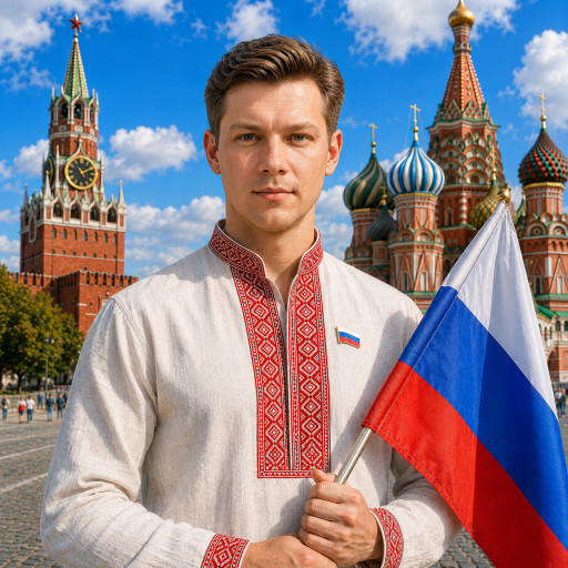 Портрет ко Дню флага России по фото — нейросеть — вариант 17