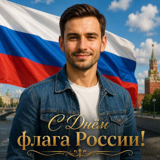 Портрет ко Дню флага России по фото — нейросеть — вариант 27