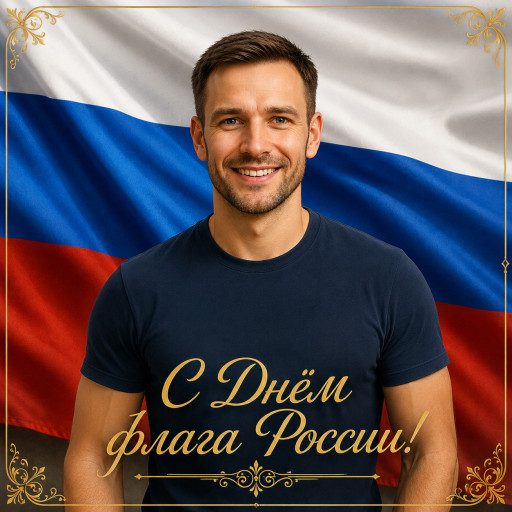 Портрет ко Дню флага России по фото — нейросеть — вариант 29