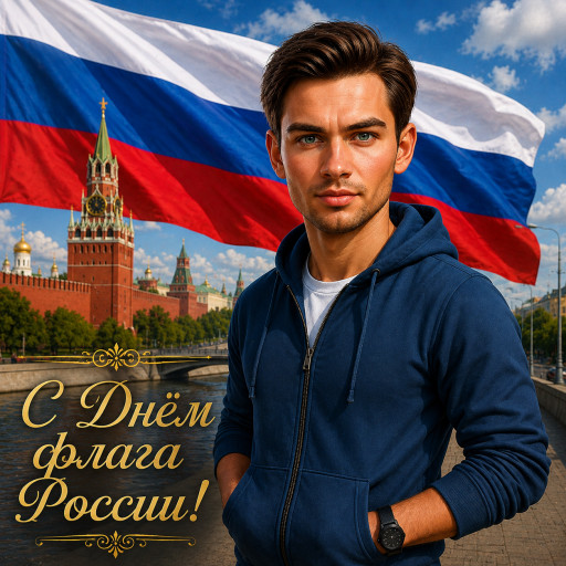 Портрет ко Дню флага России по фото — нейросеть — вариант 28