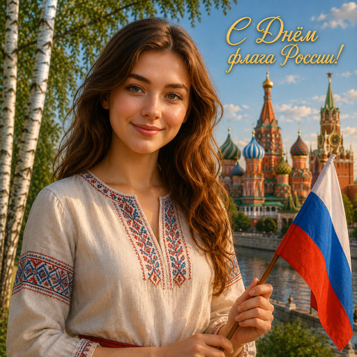 Портрет ко Дню флага России по фото — нейросеть — вариант 30