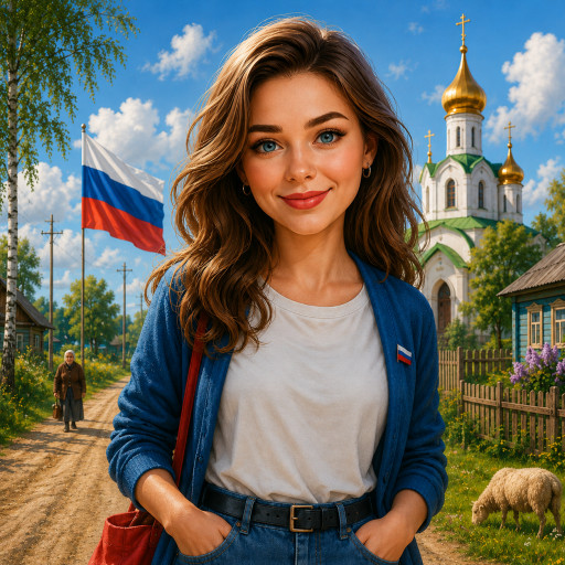 Портрет ко Дню флага России по фото — нейросеть — вариант 18