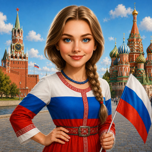 Портрет ко Дню флага России по фото — нейросеть — вариант 19