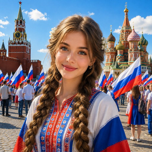 Портрет ко Дню флага России по фото — нейросеть — вариант 14