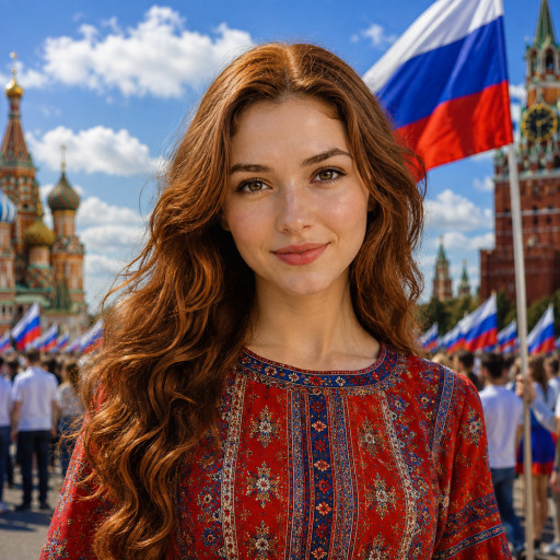 Портрет ко Дню флага России по фото — нейросеть — вариант 12