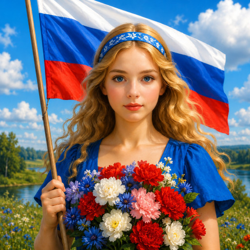Портрет ко Дню флага России по фото — нейросеть — вариант 13