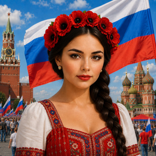 Портрет ко Дню флага России по фото — нейросеть — вариант 32