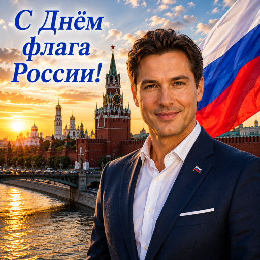 торжественный портрет по фото на фоне флага россии