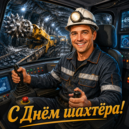 ии шарж шахтёра в каске с фонарём