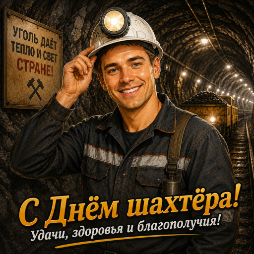 ии шарж шахтёра в каске с фонарём