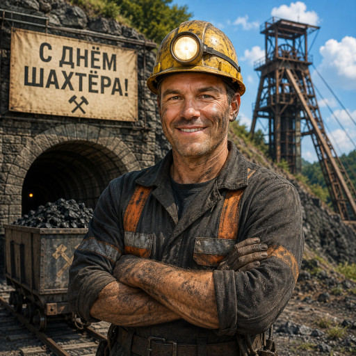 подарочная кружка с портретом шахтёра на день шахтёра