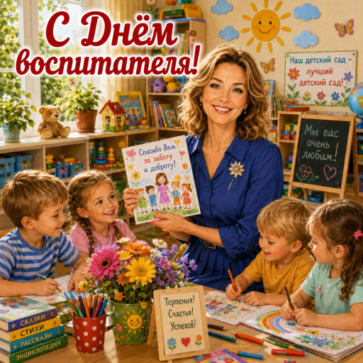 День воспитателя: шарж по фото нейросетью за 15 секунд — вариант 19