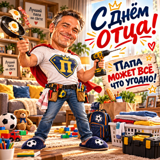 Портрет папы с ребёнком ко Дню отца