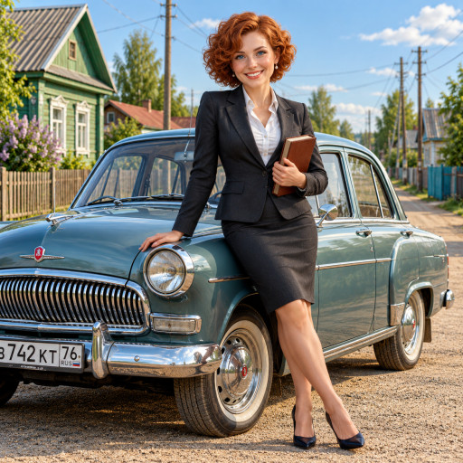 Портрет автолюбителя на фоне машины