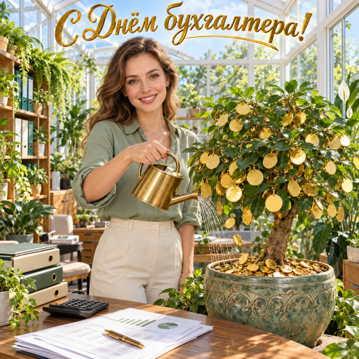 Коллеги поздравляют бухгалтера с праздником