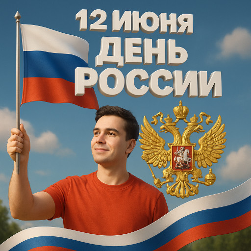 Патриотический ИИ портрет с флагом России