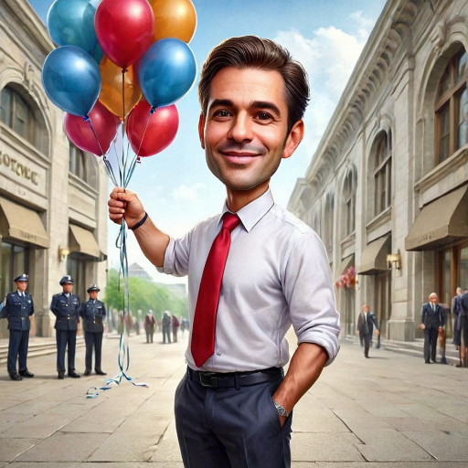 ИИ-шарж главы муниципалитета в официальной обстановке