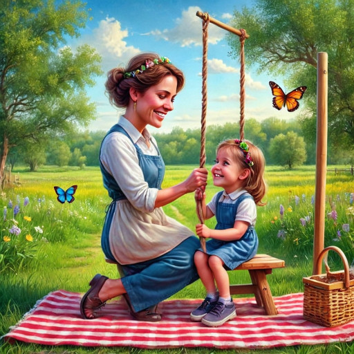 Художественный портрет дочери, сгенерированный ИИ в праздничном стиле