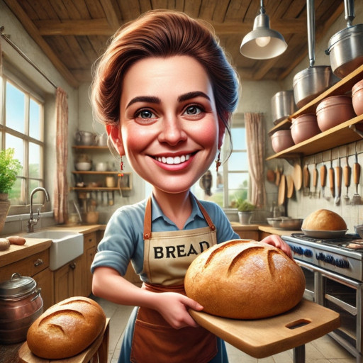 веселый шарж домохозяйки на кухне