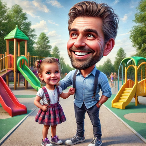 Портрет дочери, созданный искусственным интеллектом в стиле шаржа