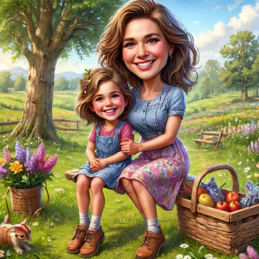 Художественный портрет дочери, сгенерированный ИИ в праздничном стиле