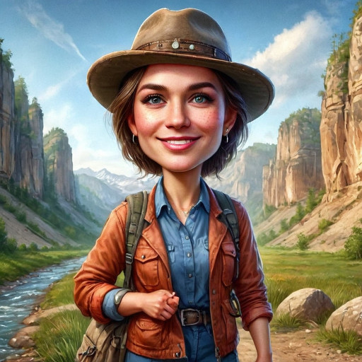 Уникальный ИИ-шарж геолога с атрибутами профессии