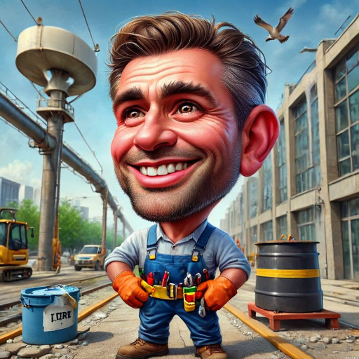 Яркий шарж работника ЖКХ, созданный искусственным интеллектом