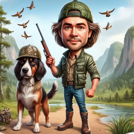 Шарж на охотников и рыбаков