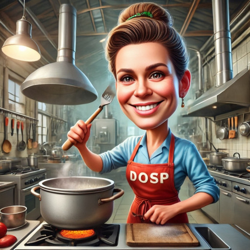 шарж хозяйки дома в окружении домашних дел